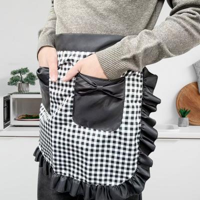Кухонный фартук с двойными карманами, полуфартук с оборкой, регулируемые завязки, западная выпечка