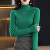Женская осень-зима 2024, новый стильный пуловер с полуводолазкой и длинными рукавами, тонкий однотонный теплый вязаный низ, рубашка