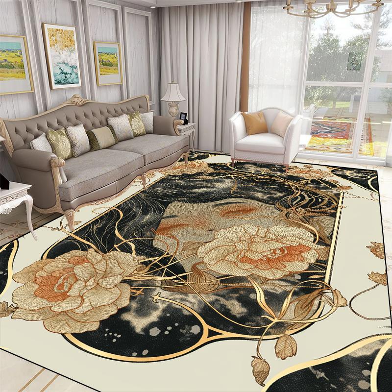 Роскошные 3D ковры с растительным рисунком для гостиной, украшения в европейском и американском стиле, большие ковры, нескользящий коврик для журнального столика, коврик для гостиной