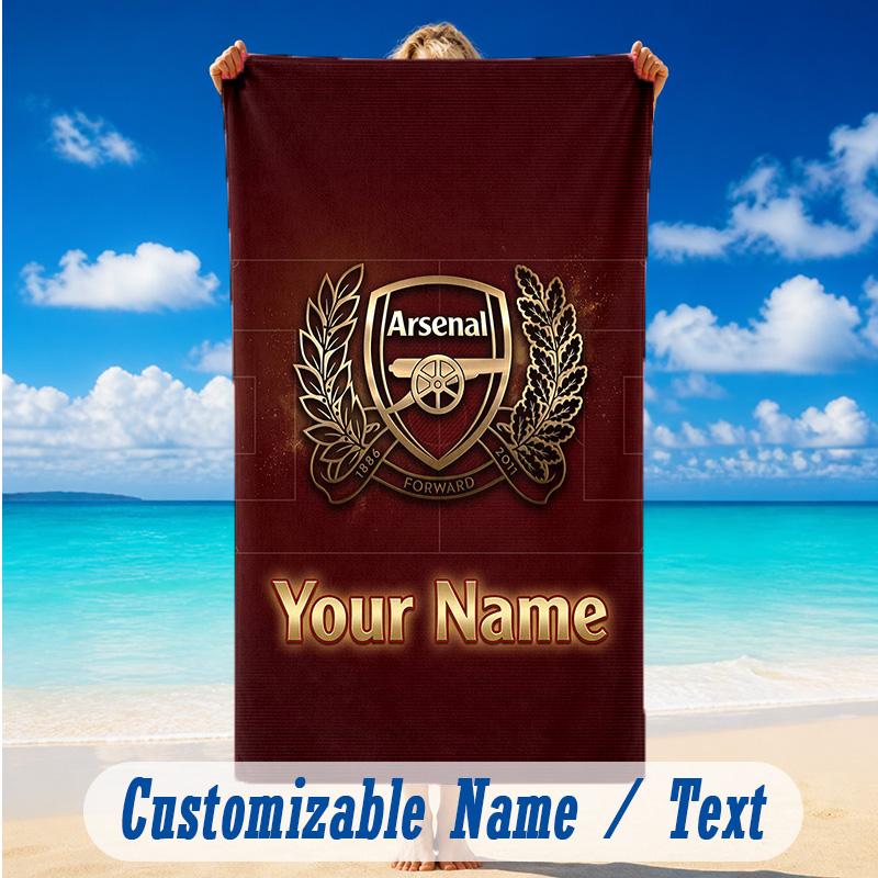 Beach Towel Custom Name Text, Quick Dry Large Towel For Beach HomeArsenal FC
