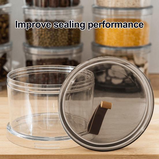Sealed Spice Jar Airtight Seasoning Storage Organizer Round Stackable Clear Spice Bottle with Handle for Kitchen Counter Pantry