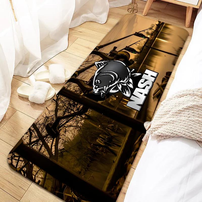Логотип Nash Fishing Нескользящий Моющийся Дверной коврик для Прихожей, Кухни, Гостиной, Коридора, Ванной комнаты – Домашний декор для рыболова