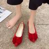 Fashion Large Size 43 Spring Bow Flats Shoes Woman Butterfly-Knot Ballets OL Office Shoes Pointed Toe Shallow Slip On Foldable Ballerina