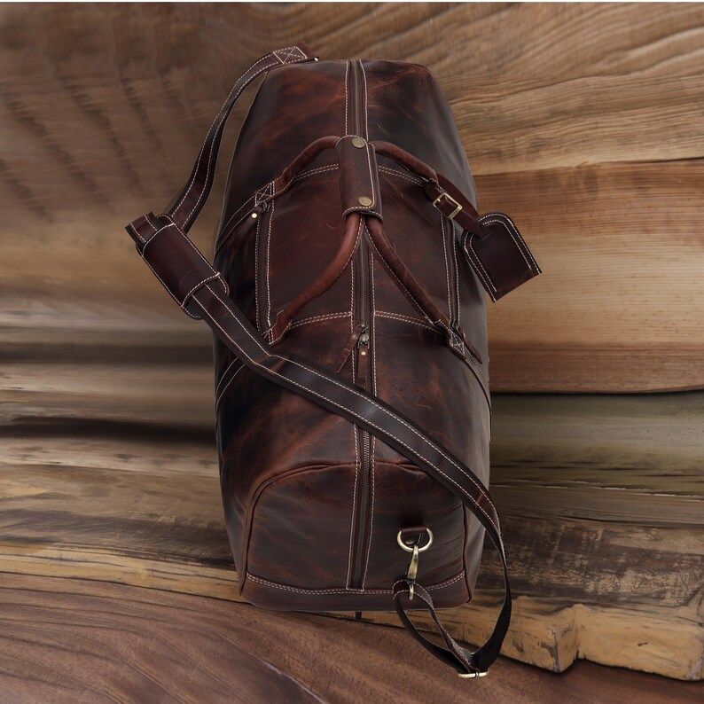Handmade Leather Sports Duffle Mens Leather Travel Duffel Bag Overnight Bag Weekender Carry On Cabin Bag Christmas Gift Leather Duffel Bag