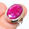 Red Ruby(Simulated) Gemstone Handmade 925 Sterling Silver Gift Ring S.7.5 R9M47