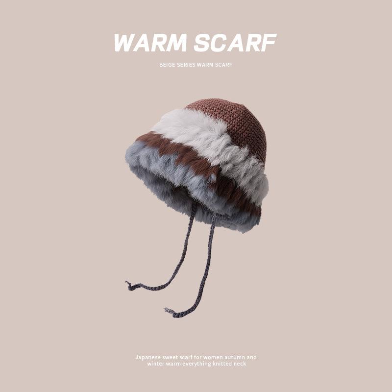Maillard Hat Women's Fisherman Knitted Versatile Stacking Cold Warm Cute Plush