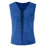 Men Pirate Vest Vintage Medieval Lace Up Solid Color V Neck Sleeveless Cosplay Performance Hallowen Party Role Play Tank Top