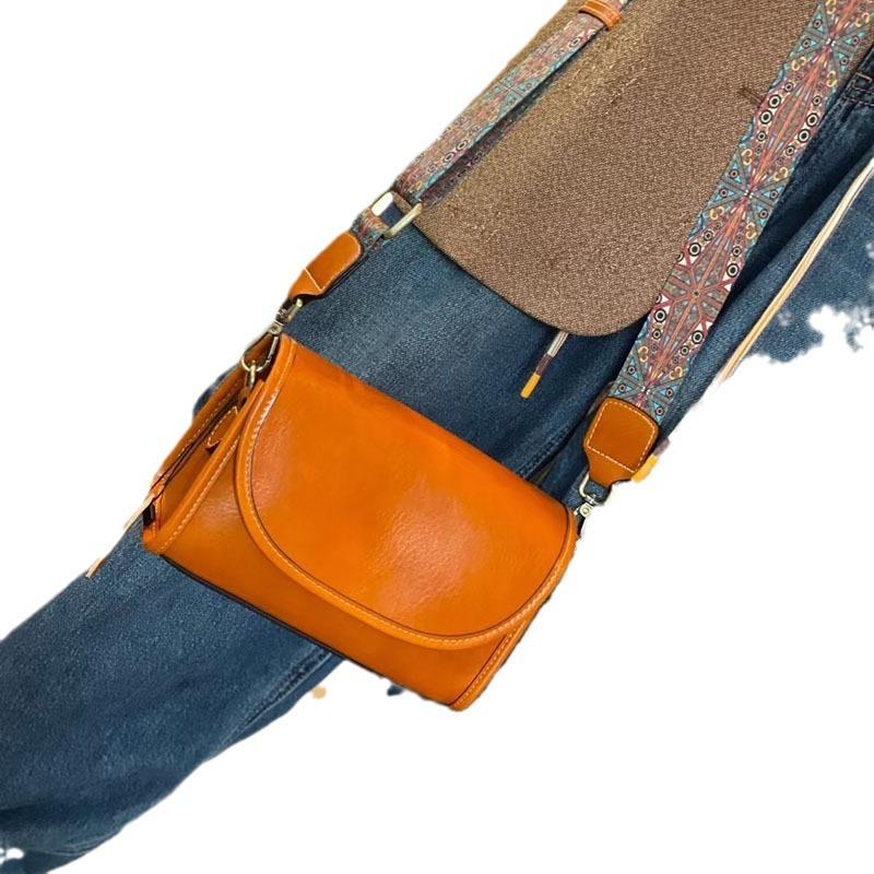 Summer Leather Crossbody Small Bag for Women, Casual and Versatile, with A Wide Shoulder Strap and A Single-shoulder Leather Bag