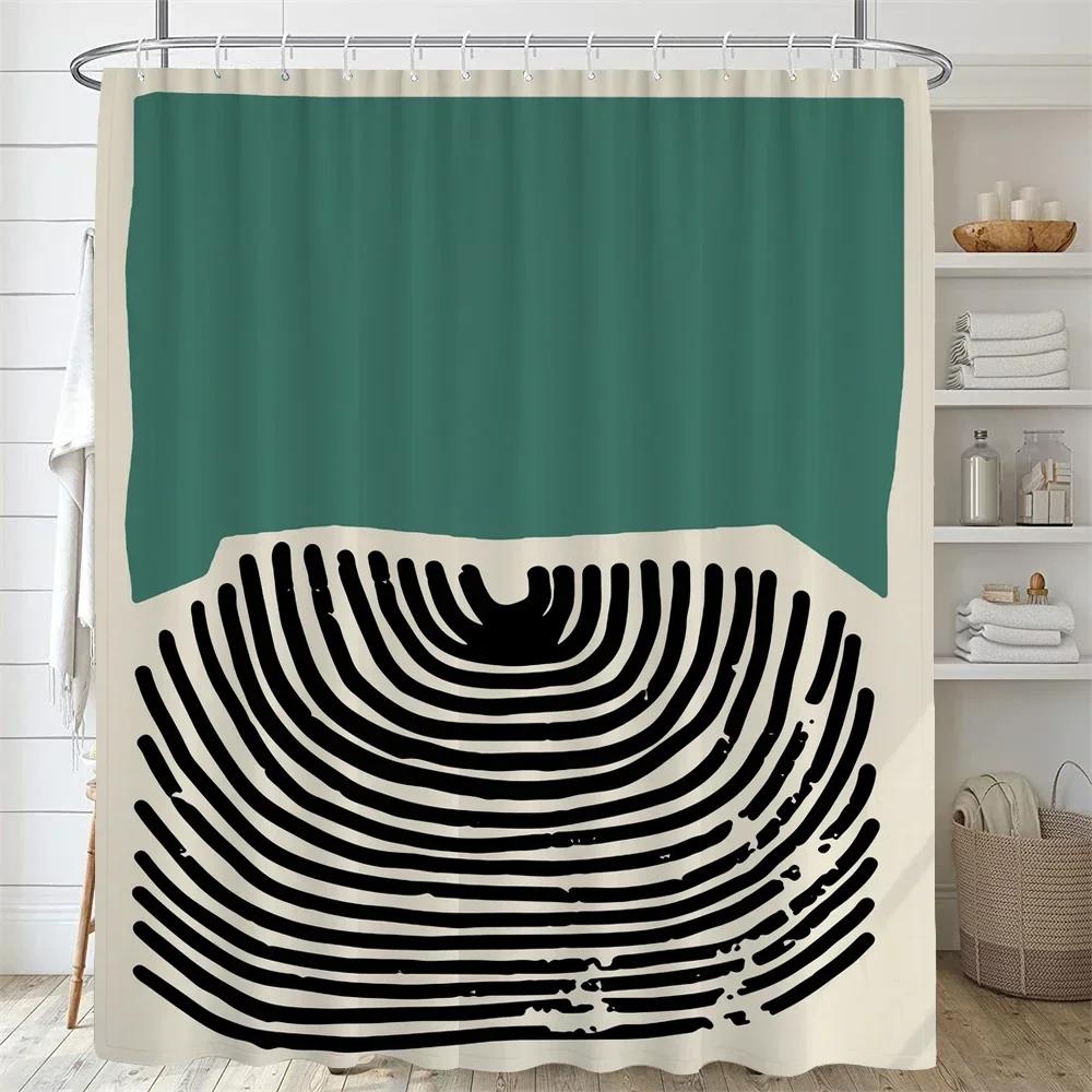 Bathroom Nordic Abstract Painting Shower Curtain Medieval Minimalist Art Polyester Fabric Shower Curtain 180 * 180Cm With Hooks