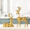 2Pcs Creative Deer Desktop Ornament Modern Cute Resin Reindeer Sculpture Durable Sitting/Standing Position Elk Home Decor