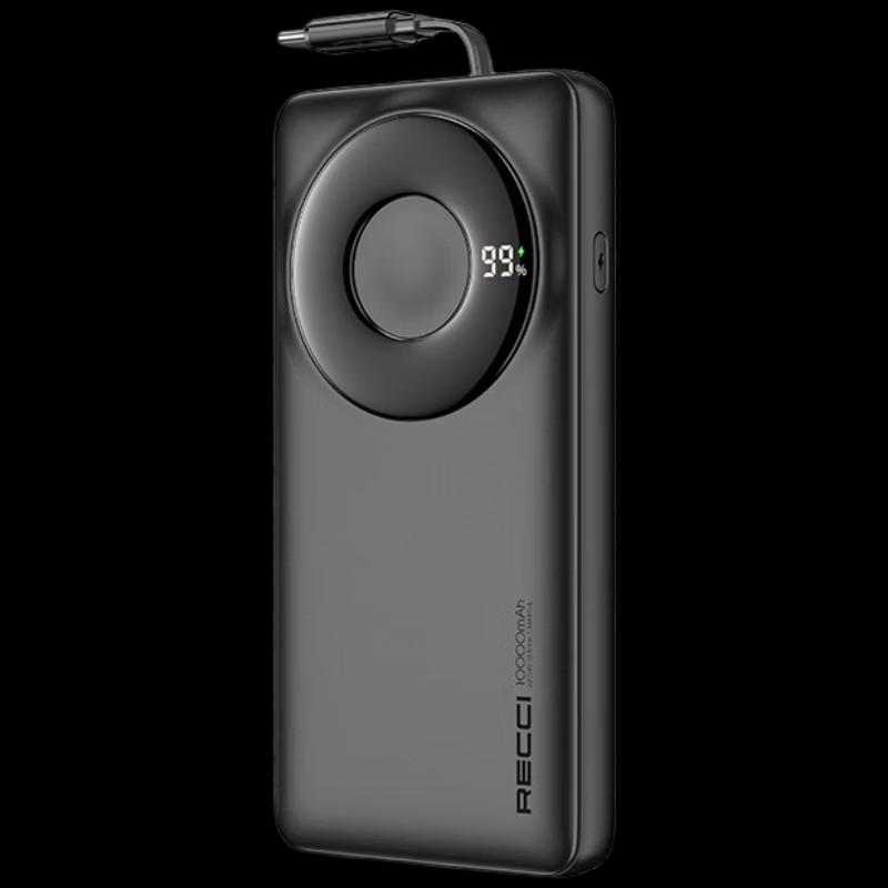 Power Bank Recci 22,5 В с цифровым дисплеем и встроенными кабелями