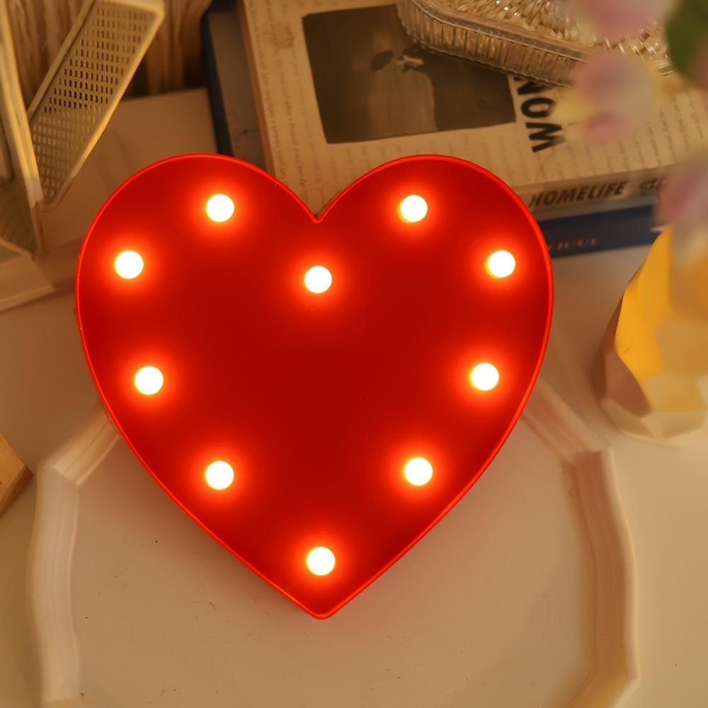 Romantic Red Heart-Shaped Decorative Night Light Battery-Powered Energy-Saving Desk Lamp For Bedroom Wedding Proposal Valentine'S & Mother'S Day