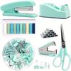 Green Desktop Office Set, Stapler, Scissors, Tape, Stapler, Staple Set