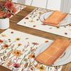 RABUSOFA Floral Fall Placemats Set of 4 for Table Runner, Flower Autumn Thanksgiving Kitchen Dining Table Decoration for Indoor Party 12x18 Inch