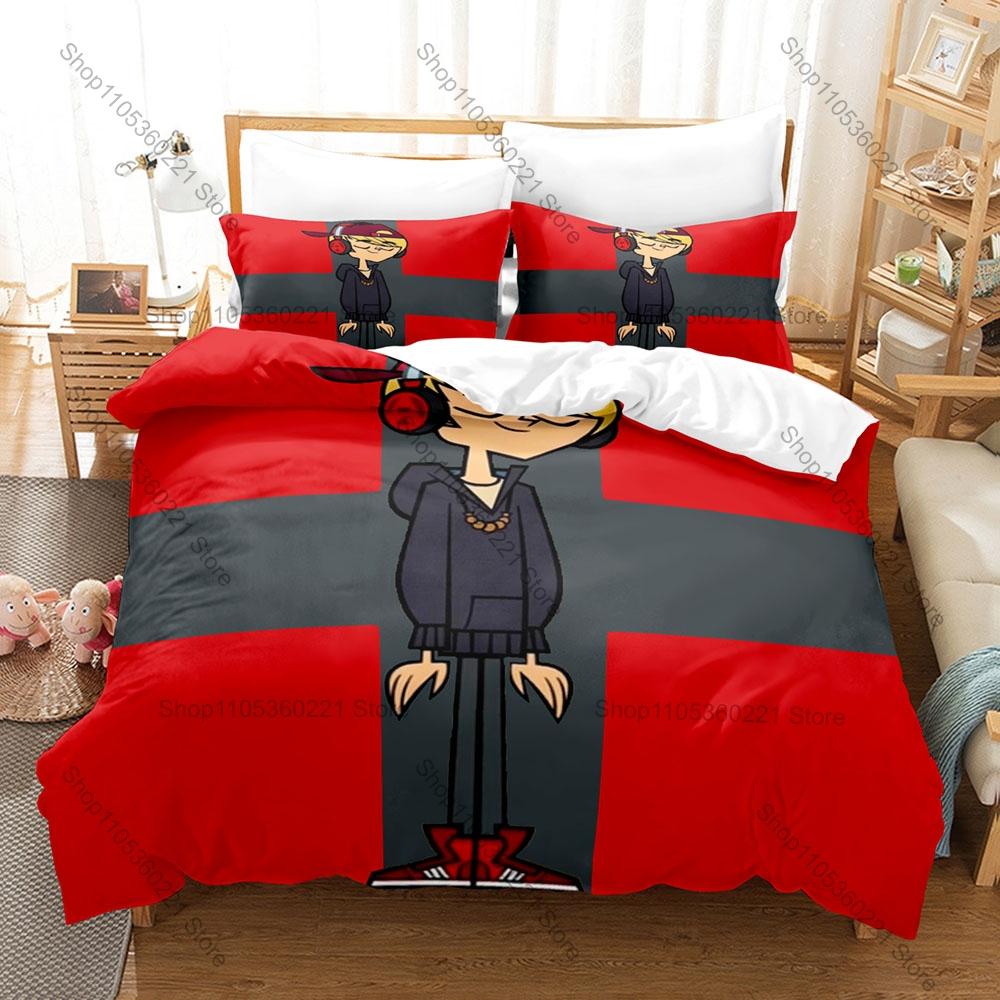 3 In 1 Total Drama Bedding Set Funny Cartoon Adventure Theme Soft Breathable Fabric Bedroom Home Gift