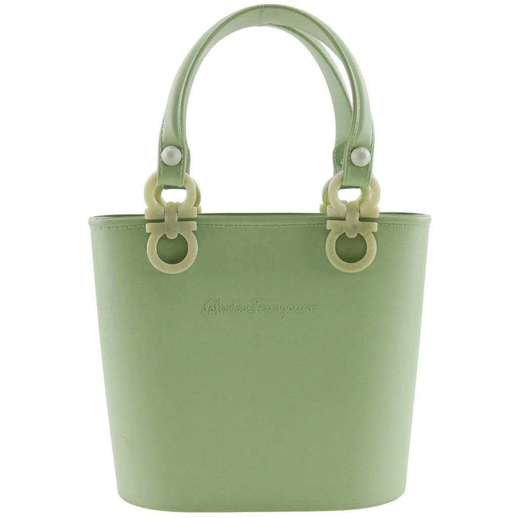 Salvatore Ferragamo Gancini Handbag 21 7144 Pastel green rubber Women Used