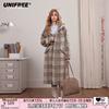 Preppy Embroidered Plaid Hooded Wool Coat