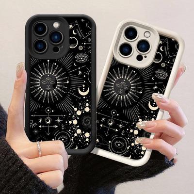 JT367 Мистическая Луна и Звезды для iPhone 17 16 15 14 13 Pro Max Samsung S26 S25 Ultra A17 A07 A56 A16 A15 Xiaomi 15T Redmi 15c Note 14 13 Мягкий Чехол