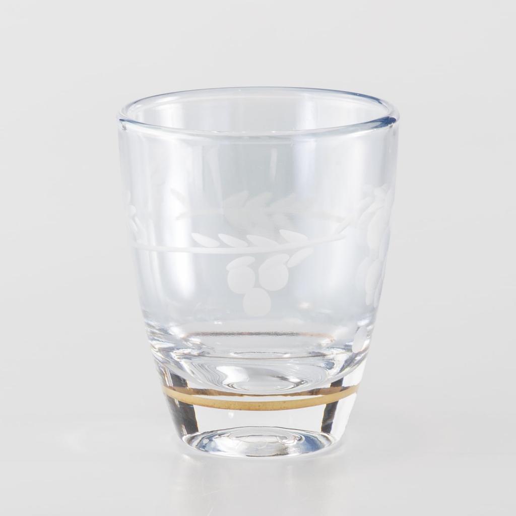 Otsuka Glass "Colorful Poem" Double Shot Glass, Cold Sake Cup, Approx. 50ml, Natsume Style, Flower Kiriko Glass, Blue, Made in Japan, G-1-15-1BL-1P