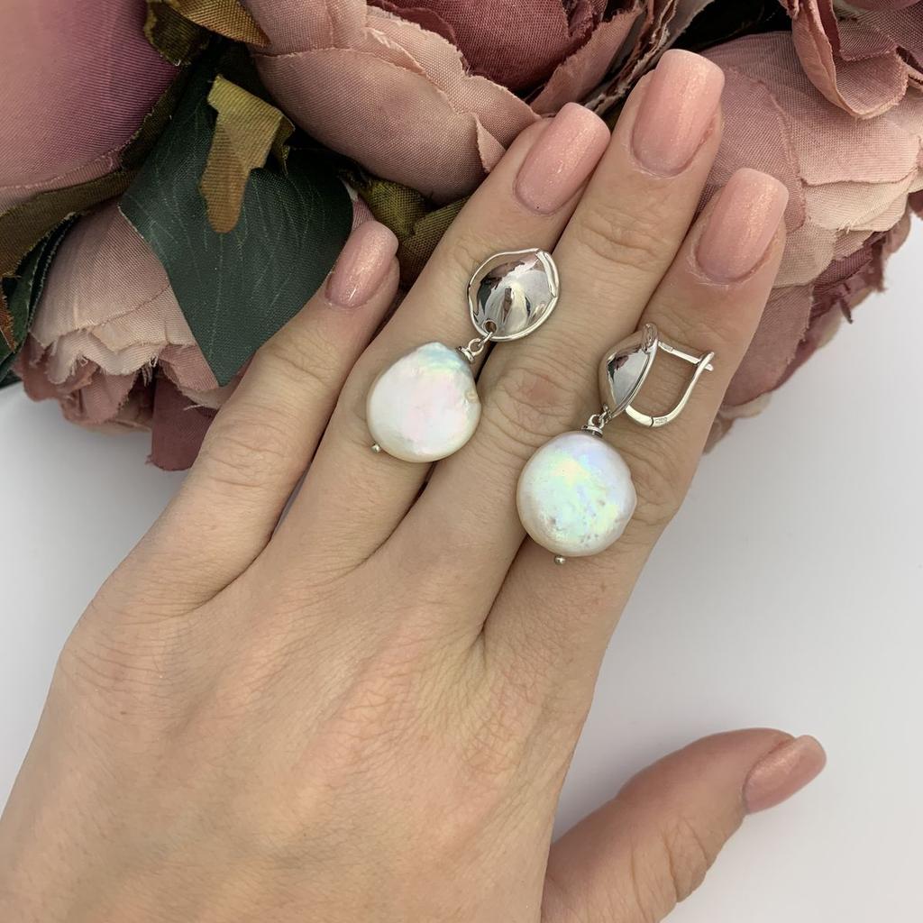 Silver Earrings with Natural Baroque Pearls 23.855ct (2098706)