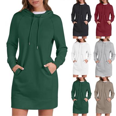 Женские осенние топы с длинным рукавом, круглый вырез, лоскутная толстовка, повседневные платья с рукавом реглан и капюшоном