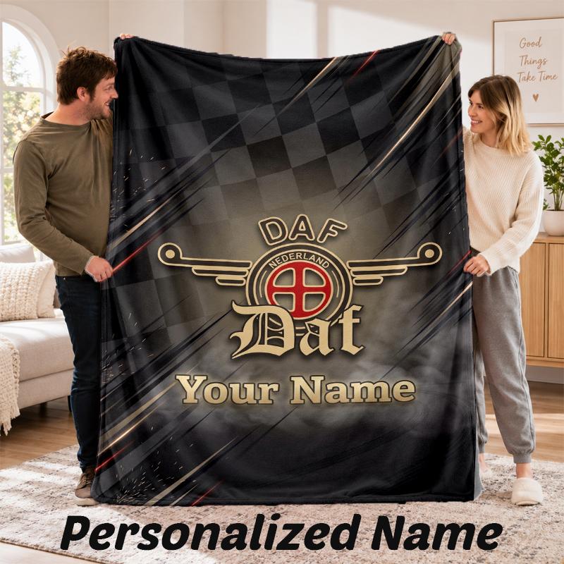 DAF Personalized Flannel Blanket Custom Name Text Soft Throw Blanket Home Decor