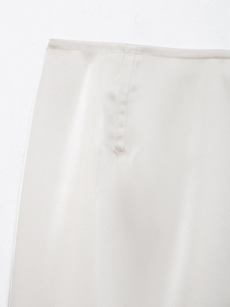 2025 Spring Women's European & American Style Silk Satin Straight Skirt