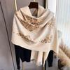 Winter Warm Cashmere Scarf for Women Embroidery Pashmina Blanket Thick Shawl Wrap Neckerchief Fashion Bufanda Echarpe Poncho