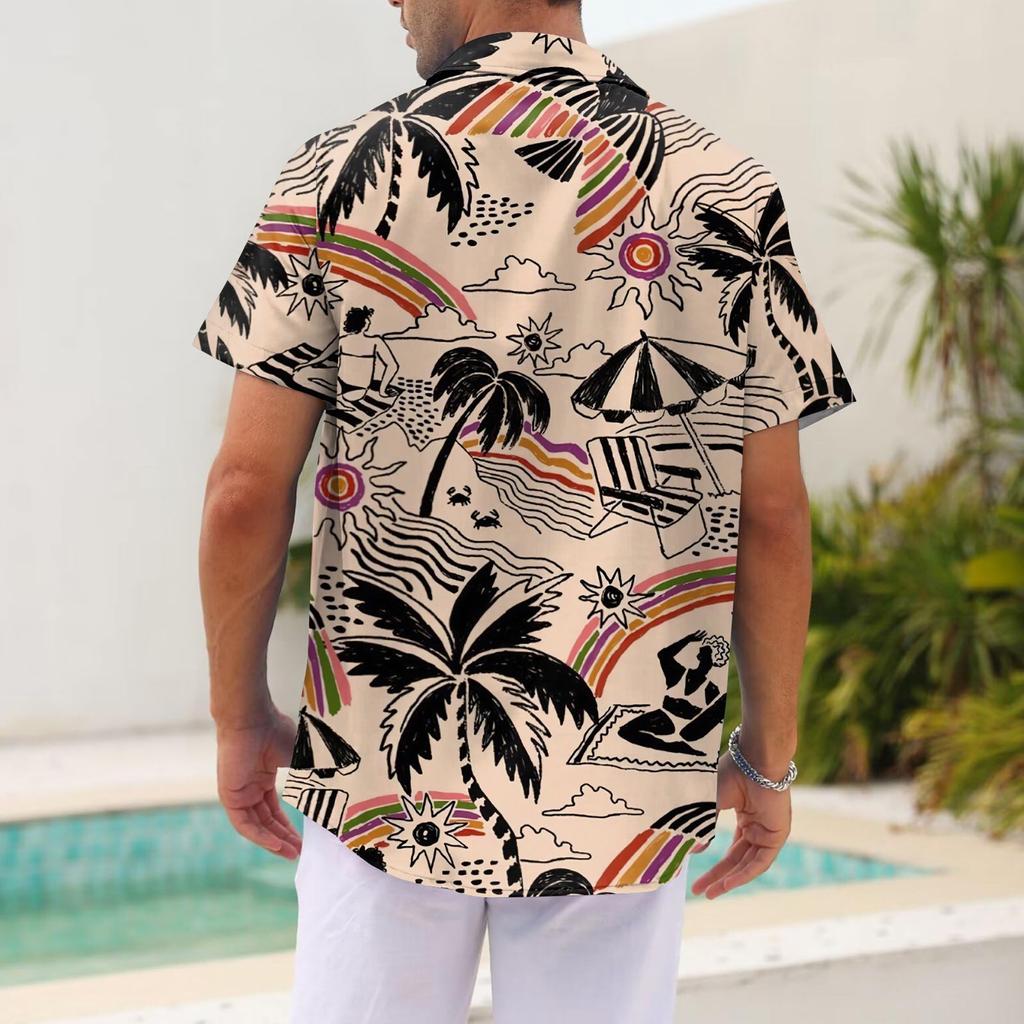 Рубашка для мужчин, мужские винтажные рубашки для боулинга на пуговицах, летняя пляжная рубашка с коротким рукавом