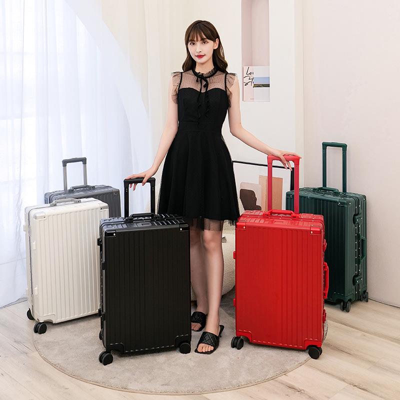 24-Inch Trendy Aluminum Frame Suitcase with Universal Wheels & Password Lock for Students