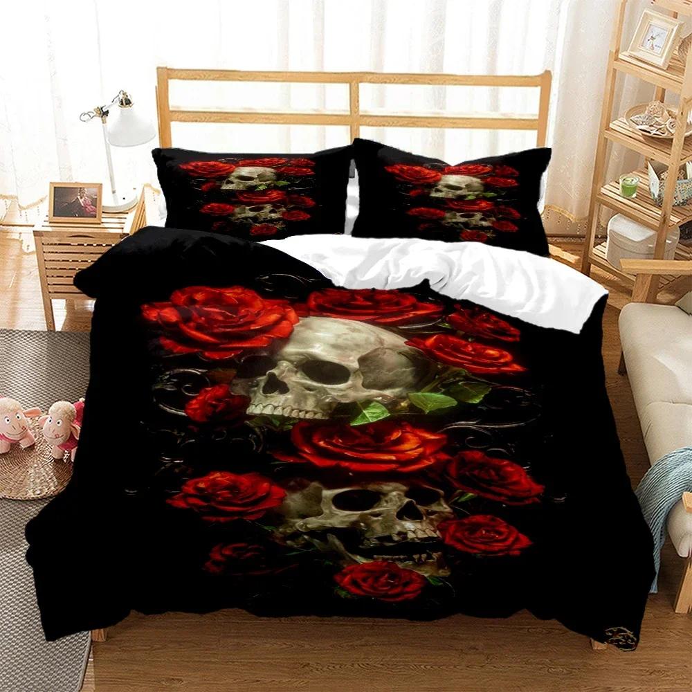 3D Print Mysterious Colored Skeleton Comfortable Duvet Cover Pillowcase Bedding Set Children Bedroom Decoration Home Textile