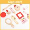 Children Play Pretend Makeup Bag Set Wooden Toys Imaginative Role Play Gift