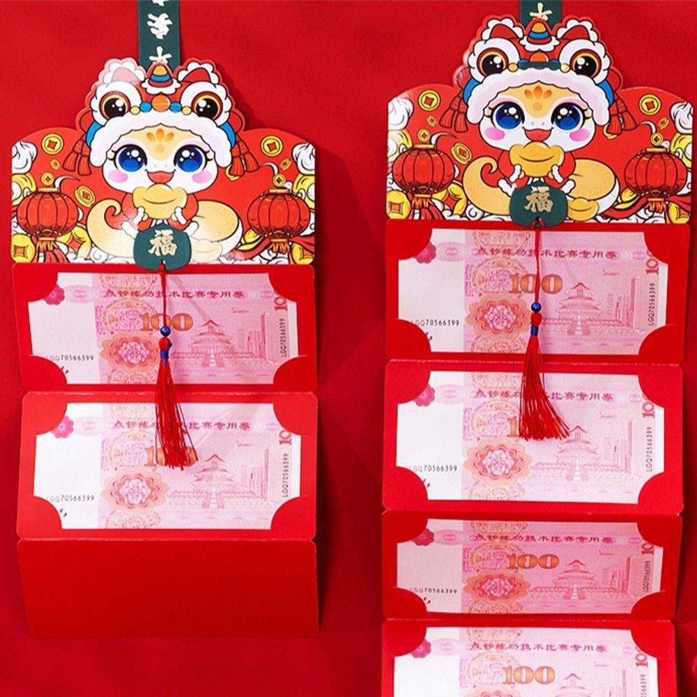 Chinese 2025 Snake Year Folding Red Envelopes Blessing Money Packing Bag Celebration Party