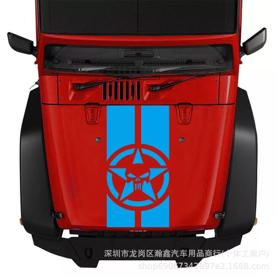 Наклейка X294 Череп для капота и крышки двигателя Jeep Wrangler