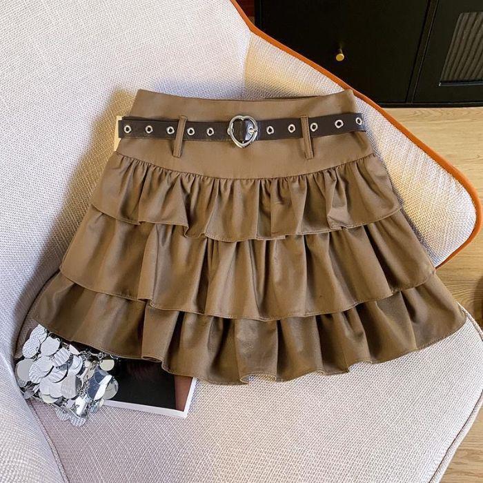 Юбка-пачка Y2K черного цвета с поясом-сердечком и джинсовыми гетрами для женщин - Острая, милая и крутая осенняя мини-юбка с высокой талией