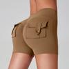 Women's High Waisted Pocket Sports Fitness Nude High Stretch Quick Dry Workwear Peach Butt Yoga Shorts