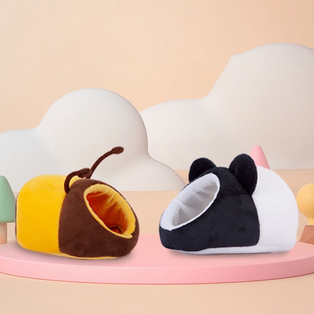 Мультяшный хомяк Хлопковый домик Утолщенная мягкая кровать для крысы Удобная палатка-кровать для морской свинки в форме медведя/панды/пчелы для зимы