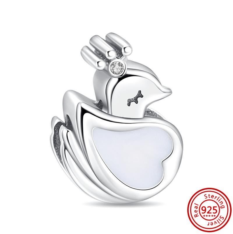 925 Стерлинговая медь Мультяшная птица Попугай Сова Ласточка Перья Милая подвеска Бусины для DIY Подходят для оригинального браслета-шарма Pantaro Циркон