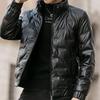 Men's Shiny Stand Collar Thick Down Jacket – Stylish and Warm Winter Coat