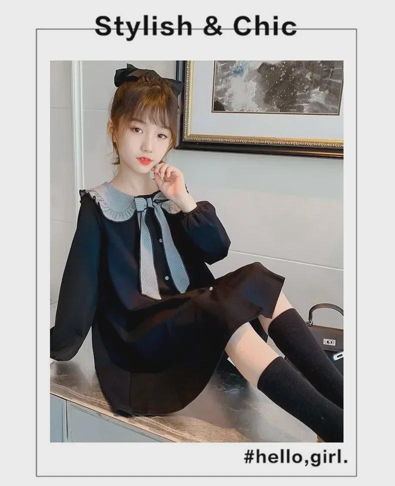 Милое платье с кукольным воротником для девочек 2024 года — корейский стиль принцессы весна/осень