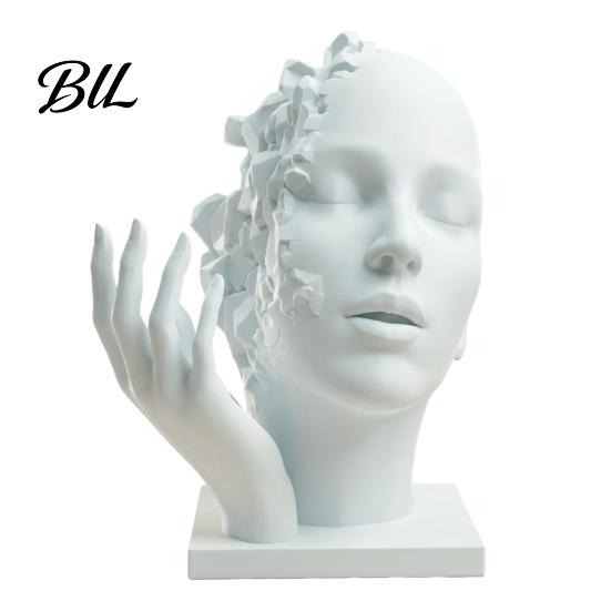 Artistic Tension Sculpture Abstract Broken Face Art Sculpture, Nordic Minimalist Plastic Statue, Creative Handicraft for Study Room 3D Printed