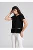 Women's Style Big Size T-Shirt Basic T-Shirt With Frilled Hem, Black