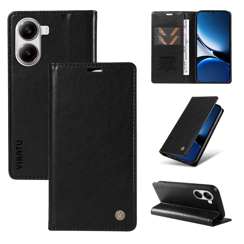 For Xiaomi Redmi Turbo 4 5G/Poco X7 Pro 5G Wallet Case YIKATU YK-006 Magnetic Closure Leather Phone Cover Litchi Texture
