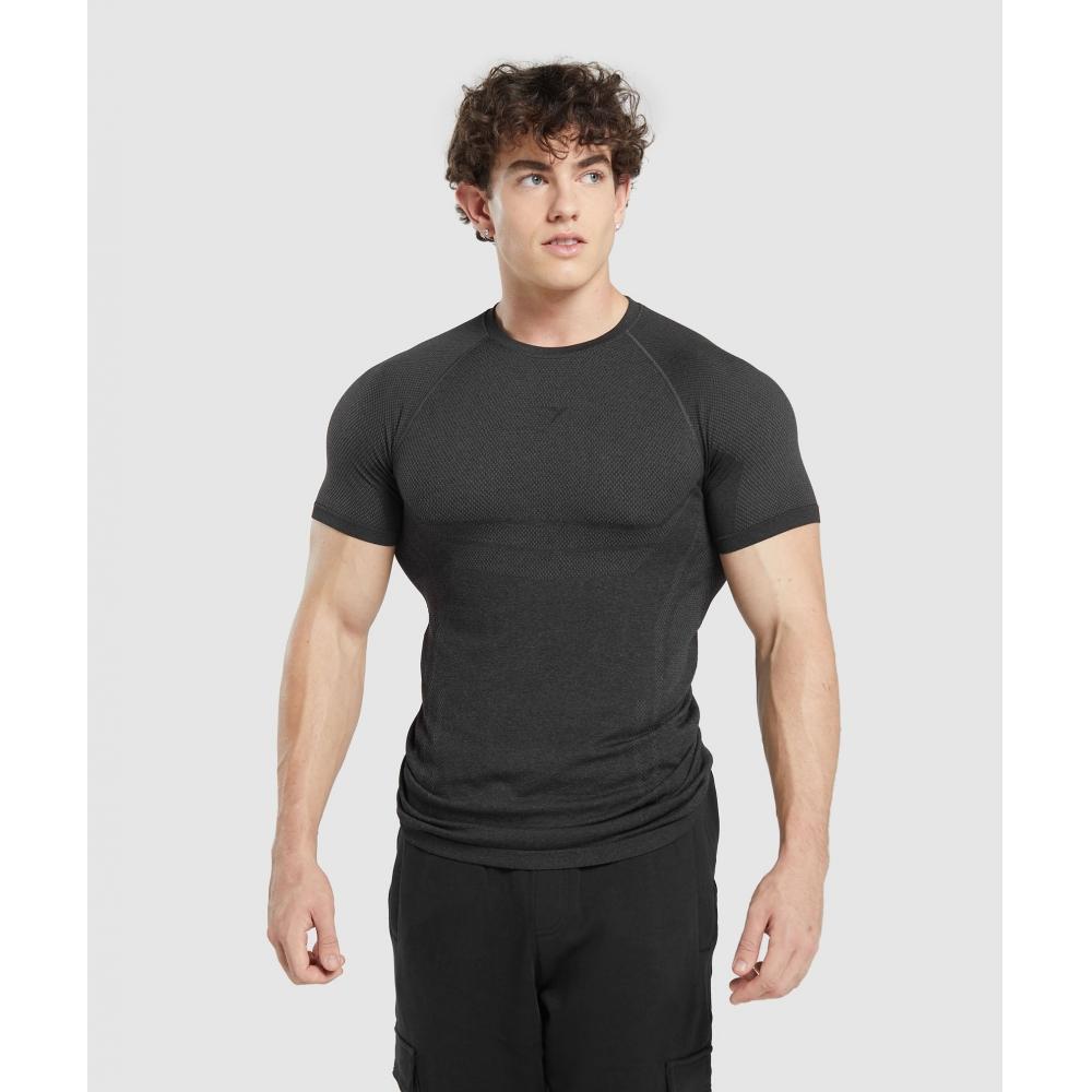 Gymshark Элитная бесшовная футболка черный темно-серый A4A9I BB3K