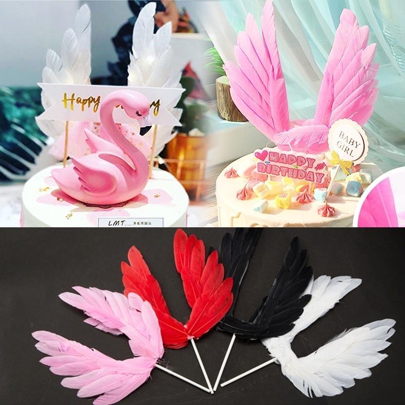 Angel Wings Cake Toppers Wedding Cupcake Cake Flag Party Decoration Happy Birthday