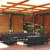 Day and Night - Day and Night Garden Furniture 13 Pieces and Cushions Black Solid Pine Wood