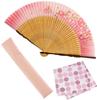 Стильный складной деловой складной веер Складной веер и носовой платок Юка Блоссом [Осака Чосейдо] Женский веер, Стиль, Сумка, Чехол, Набор, (вишня (розовый))