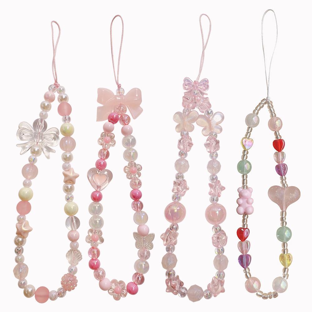 Розовый мишка с бантом, шарм для мобильного телефона: Шнурок и ремешок на запястье с защитой от падения