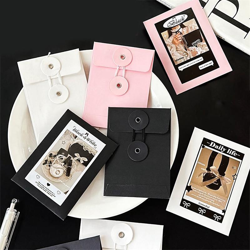 Простота Черно-белый конверт Обложка Держатель для карточек Крафт-бумага Конверт Сумка Карточка Письмо Бумага Почтовые открытки Декоративные