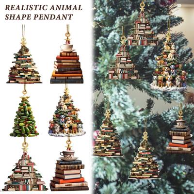 Рождественская елка подвесное украшение акриловая форма дерева книжная полка подвеска книга сложенная автомобиль зеркало заднего вида украшение для елки декор